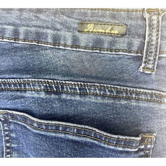 Bamboo Womens Distressed Straight Mid Rise Blue Denim Jeans Size 16 - Picture 15 of 16